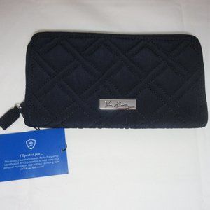 Vera Bradley Classic NAVY Blue RFID Georgia Microfiber Wallet NWT